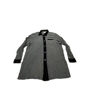 Diane Gilman Womens Large Black Silk & Velvet Long Sleeve Shirt Cottage Core